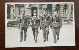 Ww2 Wwii German Luftwaffe Officers Strolling France? Photo Photograph Postcard