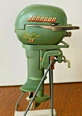 Vintage 1950s Johnson 25hp Seahorse Green Toy Boat Motor -