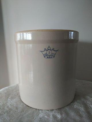 Vintage Usa Robinson Ransbottom 3 Gallon Blue Crown Crock Stoneware