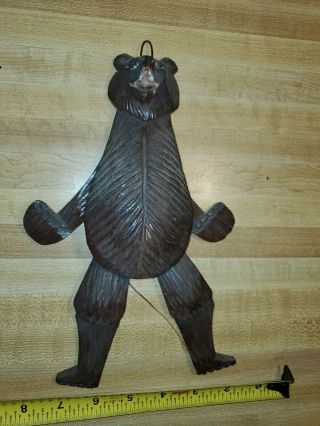 Antique Hand Carved Black Forest Dancing Bear,  Mechanical With String Pull