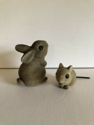 2 Flocked Fuzzy Josef Originals Little Baby Mouse And Rabbit