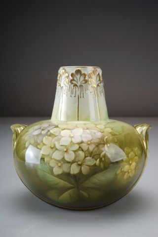 Large Antique Vase Hand Painted Hydrangeas Signed Royal Bonn