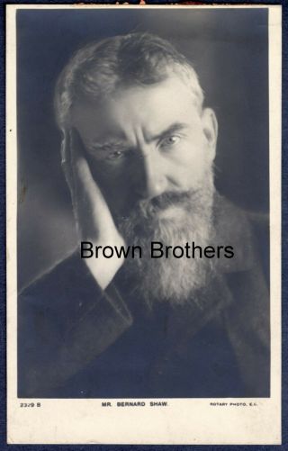 Vintage 1908 Famous Author & Playwright George Bernard Shaw Rppc - Brown Bros