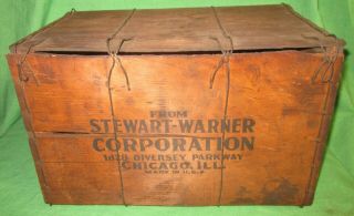 Rare Antique Stewart Warner Radio Wooden Crate Chicago,  Il