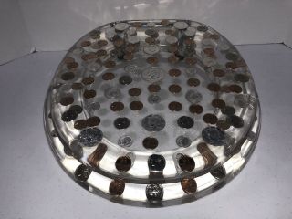 Vtg 1970s Lucite Acrylic Polyresin Toilet Seat Us Coins 9 Silver Coins In It