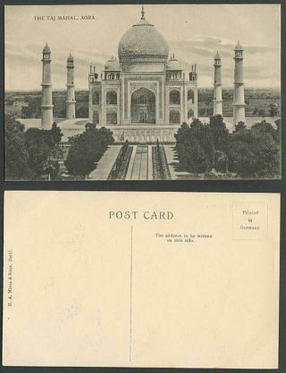 India Old Postcard The Taj Mahal Agra Fountain Garden Fountain H.  A.  Mirza & Sons