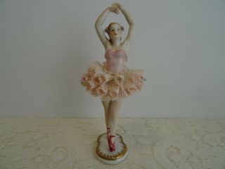 Rare Muller Volkstedt Irish Dresden Figurine Porcelain Lace Ballerina Dancer