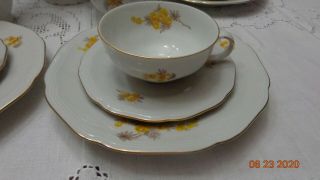Germany US Zone Vintage 23 piece Porcelain Tea Set Yellow Flowers Gold Accents 2
