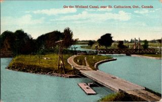 Vintage Postcard,  On The Welland Canal Near Merritton,  St Catharines.  Cc9
