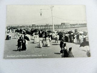 Vintage Postcard Boardwalk And Fishing Pier Asbury Park Nj