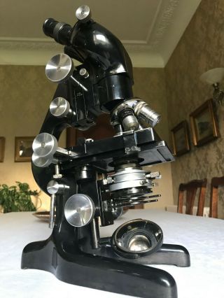 Vintage W.  Watson & Sons Bactil Binocular Microscope,  c1952 - Broad Arrow Marks 2