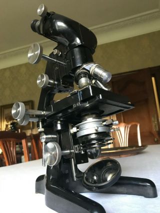 Vintage W.  Watson & Sons Bactil Binocular Microscope,  c1952 - Broad Arrow Marks 3