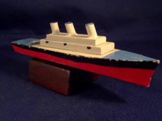 Vintage Rare Little Wood Toy Ocean Liner Ship Boat Whistle France 1930 - 40 