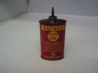 Vintage Savage Gun Oil 3 Oz Oiler Tin Empty 627 - Q