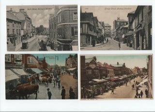 10 Vintage Postcards Herts - Bishops Stortford / Watford / Royston (all Scanned)