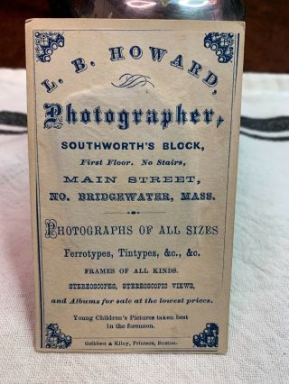 Antique Tintype Photo Of A Woman 1800s Great Advertising Bridgewater L B Howard