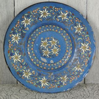 Antique Swiss Thoune,  Thuner Majolica Ceramic Plate Edelweiss Design