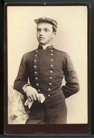 2 Cabinet Card Photograph U.  S Naval Academy 1890 Matt Howland Signor 8 Span Am