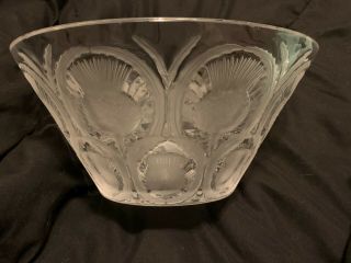 Vintage 10 " Signed Lalique Crystal Large Thistle Pattern Center Piece Bowl