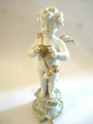 Antique Meissen Porcelain Figure Cupid Cherub Heart Quiver Repair/restore As - Is