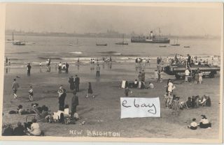 Brighton Wallasey Beach With American Ww2 Dukw Boat & Ferry Boat Real Photo