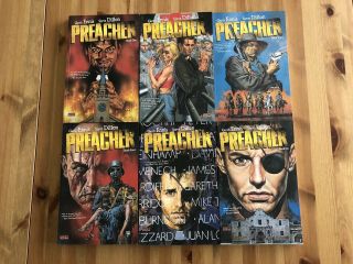 Preacher Book 1 2 3 4 5 6 Garth Ennis,  Steve Dillon Vertigo Comic Graphic Novel