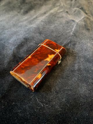 Antique Faux Veneered Tortoise Shell Match Box With Strike Plate