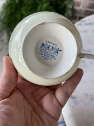 Vintage Rare Paragon Fortune Telling Tea Cup & Saucer - Pale Yellow Fine China 5
