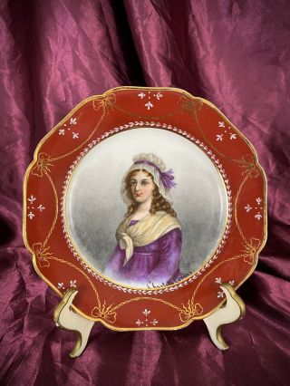 Limoges Hand Painted Portrait Plate Charlotte Corday French Revolution Assassin