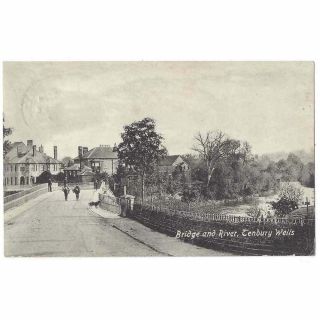 Tenbury Well Bridge And River,  Old Postcard By Valentine Postally 1919