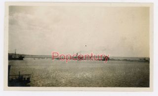 Pre Ww2 China Photograph 1938 Chefoo Harbor Panoramic Dock Breakwater Yantai