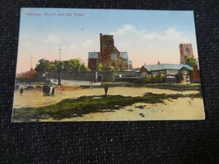 Wallasey Church And Old Tower Postcard Wirral Cheshire - 33977