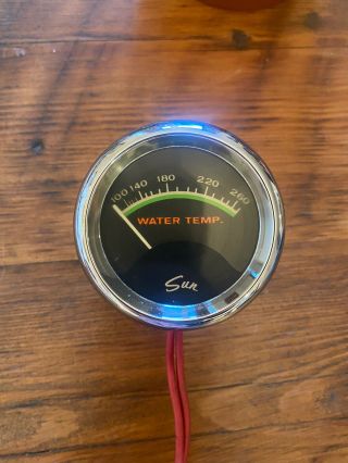 Vintage Sun Green Line 2 5/8 " Water Temp Gauge,  Awesome