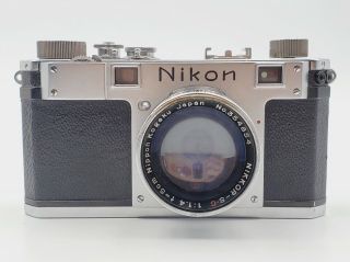 Vintage Nikon S Rangefinder Chrome Film Camera With Nikkor S•c 50mm F/1.  4 Lens