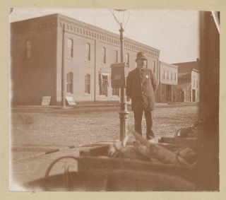Police Officer 1890s Outdoor Photograph,  U.  S.  Mail Box Policeman