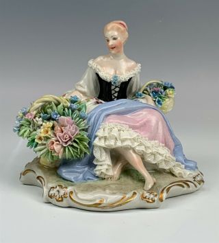 Vintage Luigi Fabris Limited Edition Woman W/ Flowers Porcelain Figurine Kfd Nr