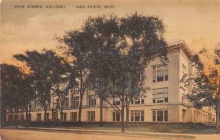Ann Arbor Mi 1907 - 14 Early 20th Century View Of The High School Vintage Mich 592