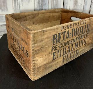 Antique Beta - Dioxin Embalming Fluid Funeral Parlor Storage Crate,  Morticians Box