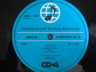 Mahler No.  5,  Symphonica of London - Wyn Morris Bang & Olufsen 4 channel LP 2