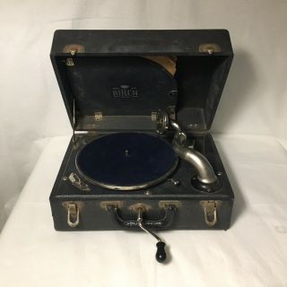 Antique Birch Model No.  3 Hand Crank Phonograph Vintage 78 Record Player 2