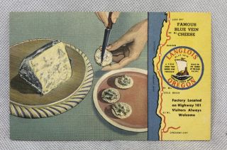 Vintage Linen Advertising Postcard Langlois Oregon Blue Vein Cheese Curt Teich