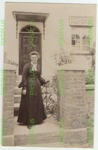 Old Postcard Middlezoy Post Office Post Mistress Somerset Real Photo 1905 - 10