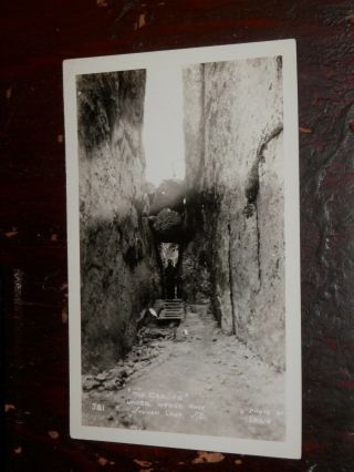 Sylvan Lake Sd - Old Real - Photo Postcard - The Crevice Under Wedge Rock - Rppc