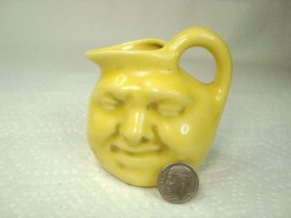 Vintage Miniature Pitcher Man In The Moon Face Pottery