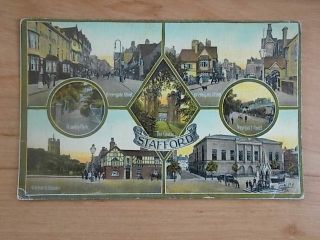 Vintage Postcard - Stafford - Various Views 7002
