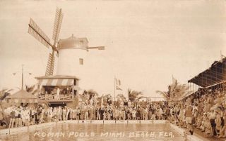 Miami Beach Florida Roman Pools Real Photo Vintage Postcard Aa12980