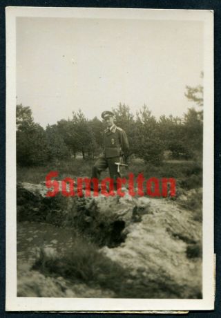 C5 Ww2 German Wehrmacht Luftwaffe Officer In Tunic And Dagger Photo