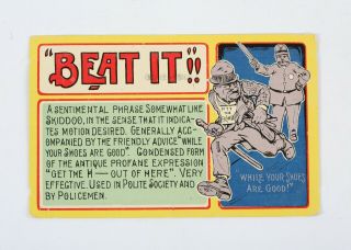 Beat It Police Cop Abuse Comic Vintage Postcard 1907
