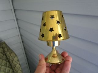 Vintage Brass Metal Fairy Lamp Candle Holder With Star Perforated Shade