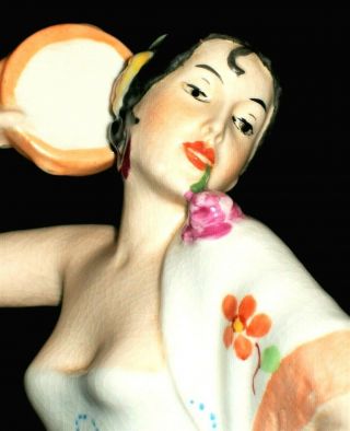 Antique Czech Art Deco Royal Dux Spanish Flamenco Lady Dancer Porcelain Figurine